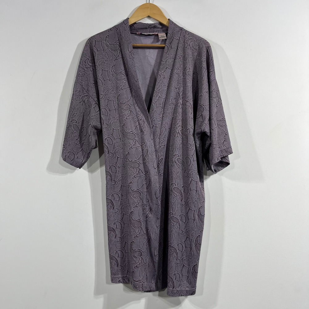 Whimsigoth Fairy Grunge Womens Dark Floral Jacquard Kimono Robe Size Large Boho